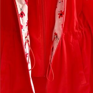 Vibrant KATE SPADE  Red Floral Lined Anorak Style Jacket